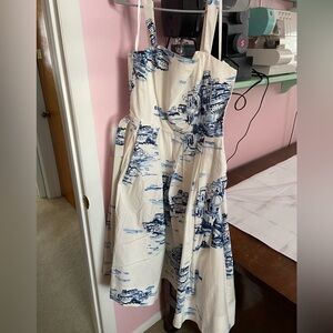 White House Black Market Blue and White Dress